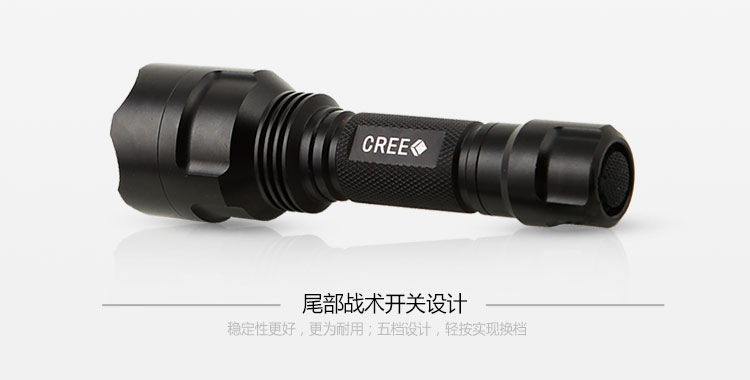 亚马逊LED手电筒强光充电 远射经典五档防水远射A8-1 钛黑色 豪华版