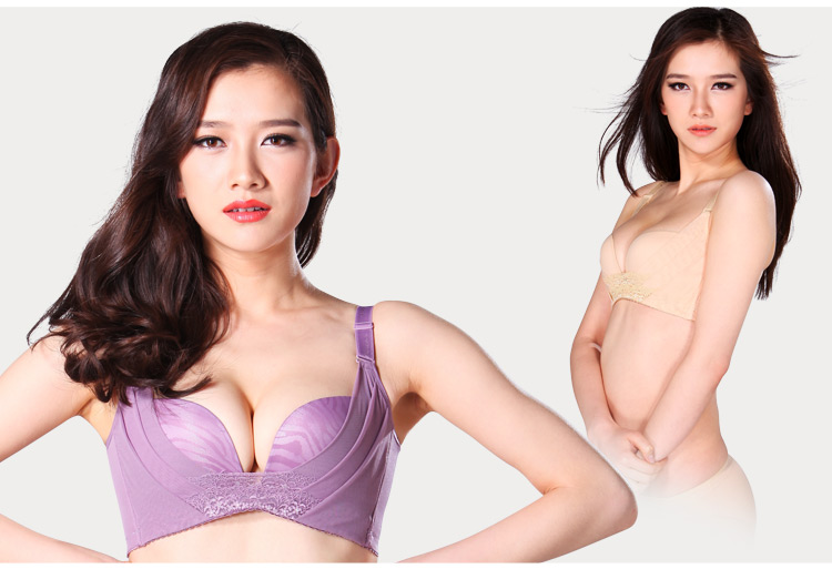 魅力曲线无钢圈上托聚拢调整型文<em>胸罩U型</em>透气