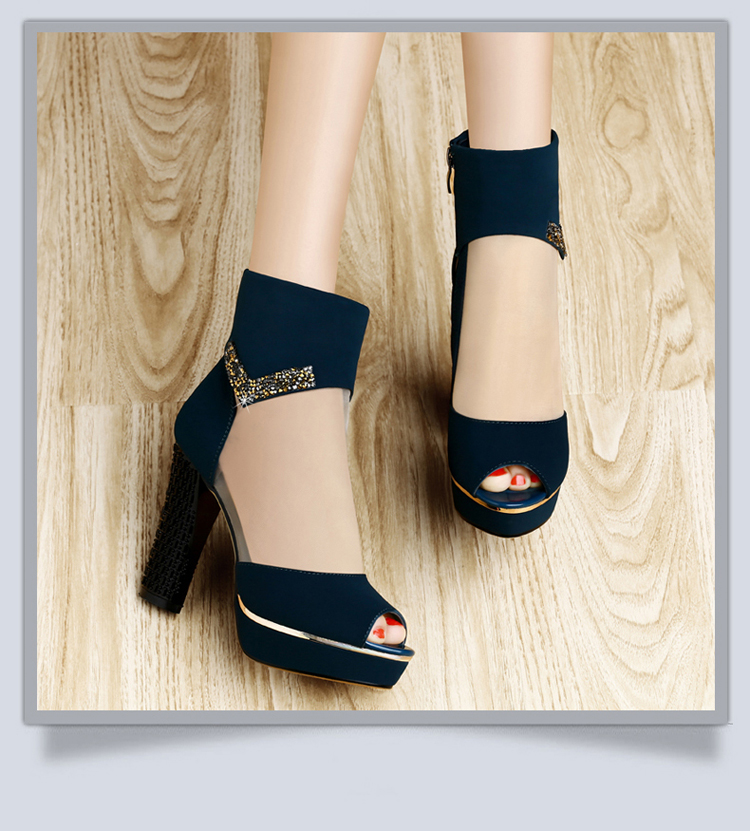 【货到付款】古奇天伦粗跟鱼嘴高跟鞋 春秋女