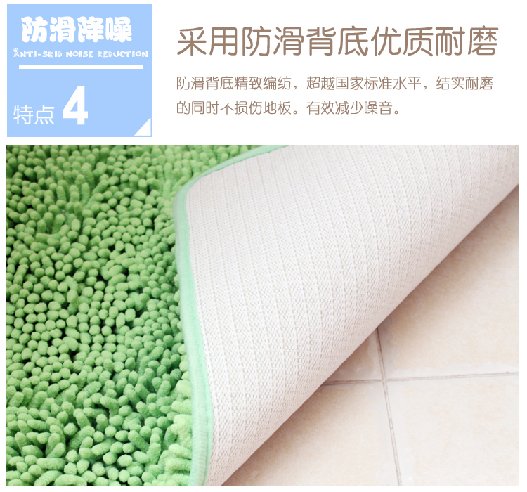 炫艺地毯雪尼尔床边毯雪尼尔地垫门垫浴室垫吸水防滑地毯 床边满铺地毯 门厅沙发飘窗地毯地垫 米白色 120CMx180CM