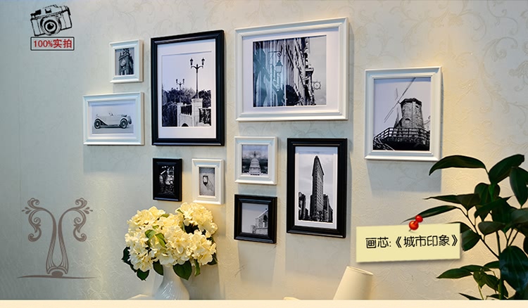 欧式实木<em>照片墙</em> 创意立体<em>线条</em>相片墙 简欧高档