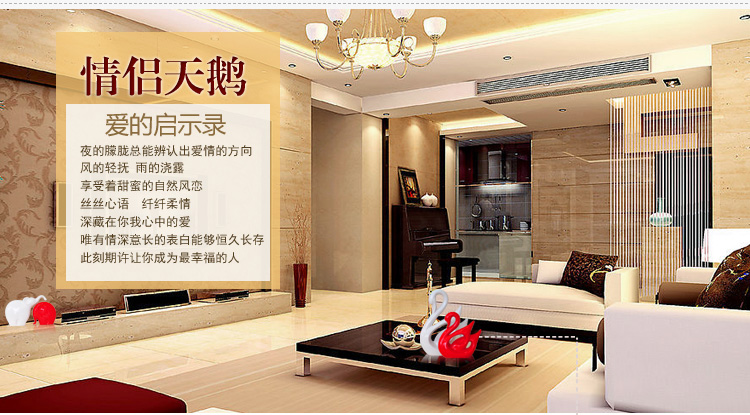 乐享瓷艺 景德镇乐享陶瓷 摆件 时尚创意家居装饰结婚礼品 天鹅 小红大白