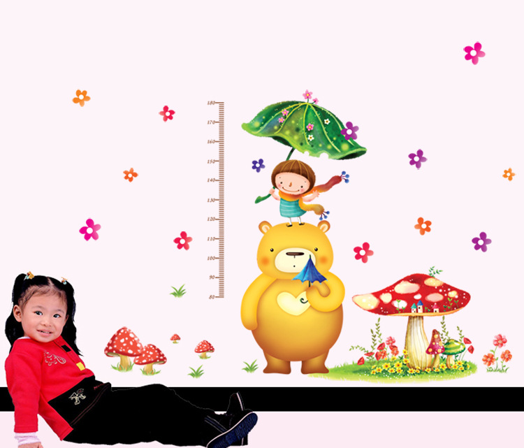 
                                        馨颜 墙贴画 儿童身高贴尺 贴纸加厚版 透明PVC组合墙贴 大象身高贴 XY1112                
