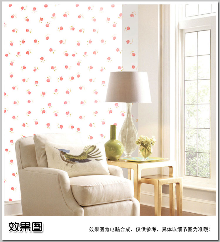 
                                        爱花自粘PVC墙纸欧式田园 客厅卧室壁纸 胶即时贴加厚 翻新贴 P1364                