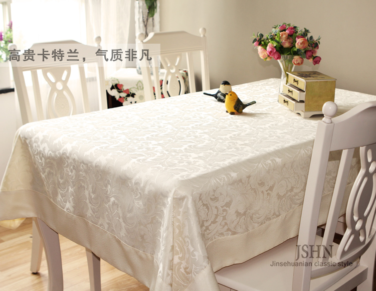 
                                                            锦色华年 卡特兰桌布 餐桌防水台布布艺 餐桌布 茶几布可定做 奶白色 120*120cm                