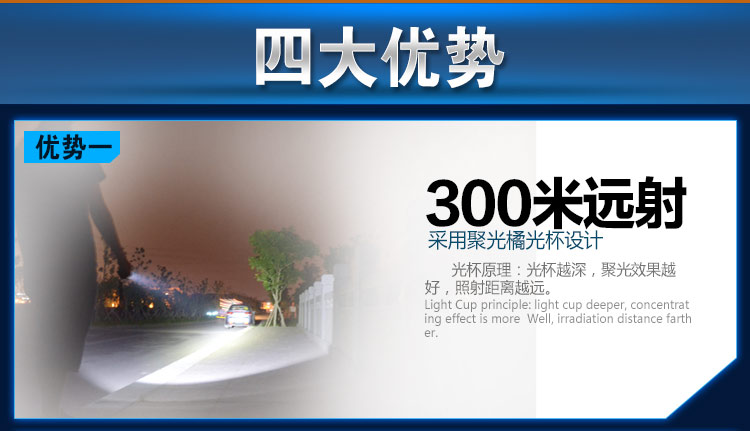 亚马逊LED手电筒强光充电 远射经典五档防水远射A8-1 钛黑色 豪华版