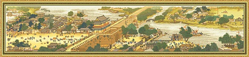 
                                        世轩十字绣 精准印花客厅挂画清明上河图中国古典挂画十字绣收藏珍品 6米精准印花棉线                