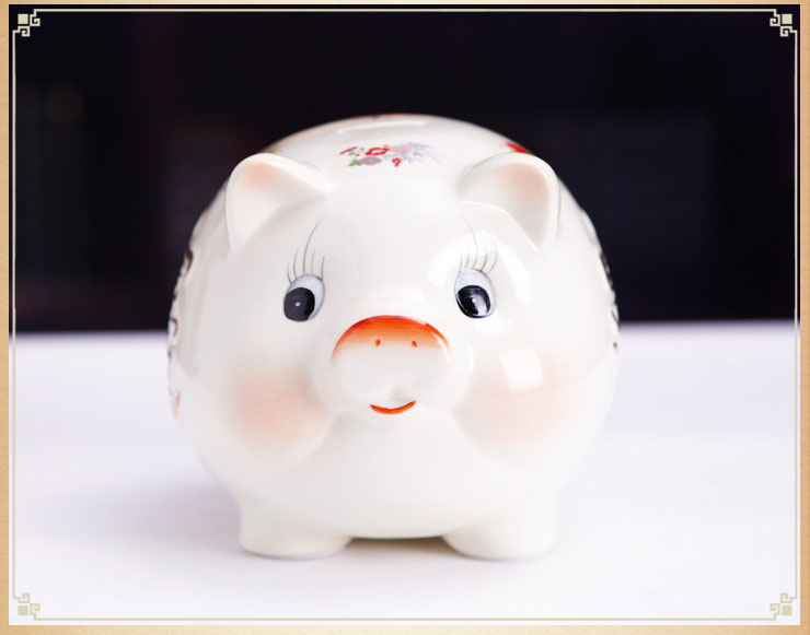 御雕坊景德镇陶瓷猪猪存钱罐装饰品摆件 金猪 20寸可装15000