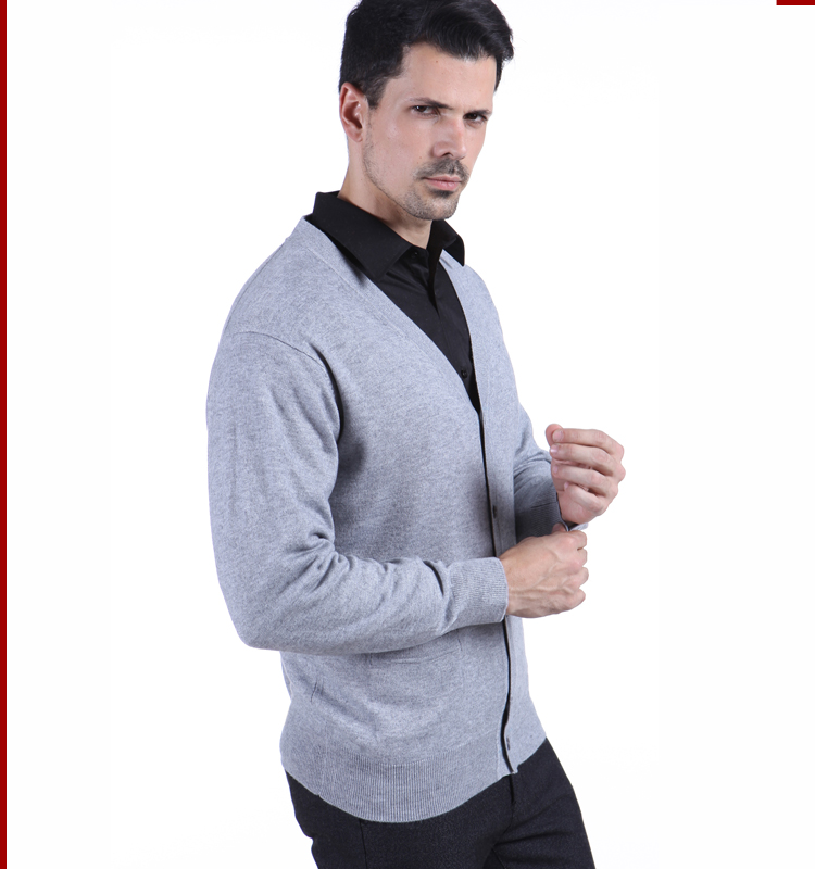 秋冬装中老年<em>男士</em>V领<em>羊绒衫开衫</em>中年毛衣羊毛