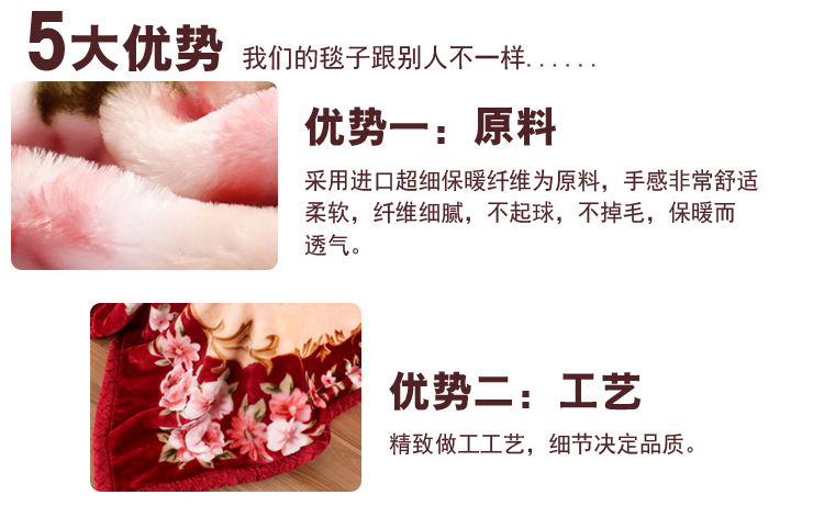 卡缦家纺 双面拉舍尔毛毯 10斤玫瑰满园 200*240cm