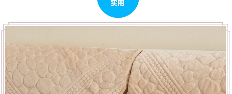 木子花开 秋冬季短毛绒全棉欧式鹅卵石沙发垫坐垫沙发套罩沙发巾绗缝布艺坐垫飘窗垫沙发垫 浅咖啡短毛绒鹅卵石 110*180cm