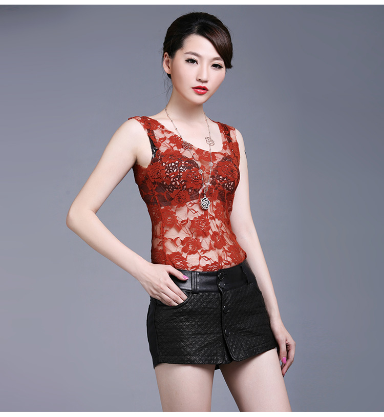 京品年货 海宁女士<em>真皮皮短裤</em>韩版修身包臀绵