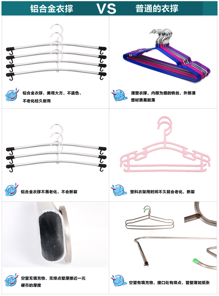 尊超干湿两用防滑衣架 晾衣架 衣服架衣架 铝衣架 铝衣撑 晒衣架 30个