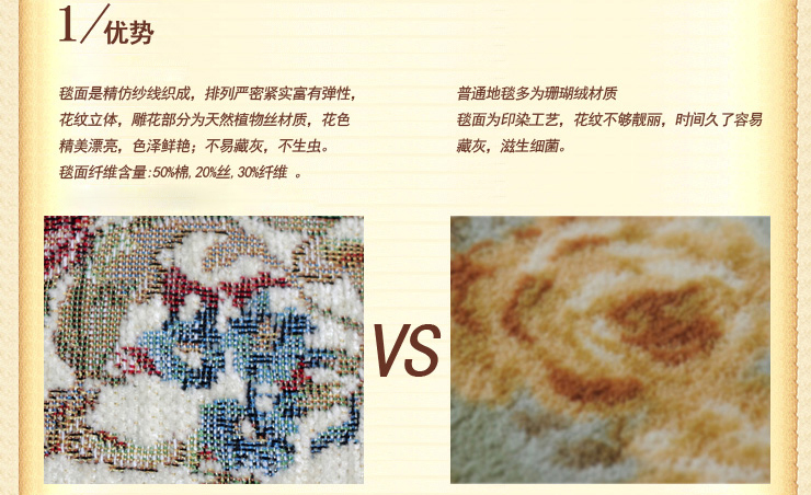享家棉丝雕花系列欧式田园 地垫 脚垫60*84厘米客厅卧室玄关地垫 048米色