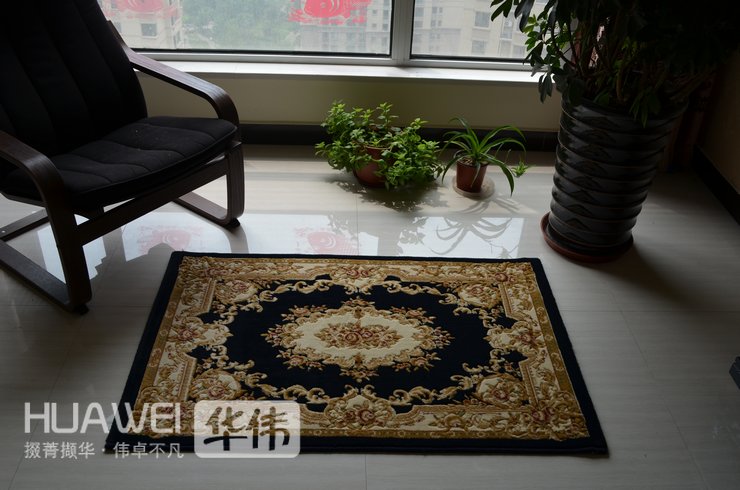 
                                        华伟剪花机制威尔顿地垫 卧室床前门厅进门垫 时尚可水洗欧式防滑80*120cm 红色系                