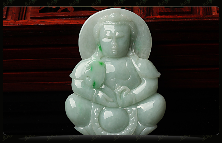 金璐澜 玉观音吊坠翡翠观音男款天然A货开光平