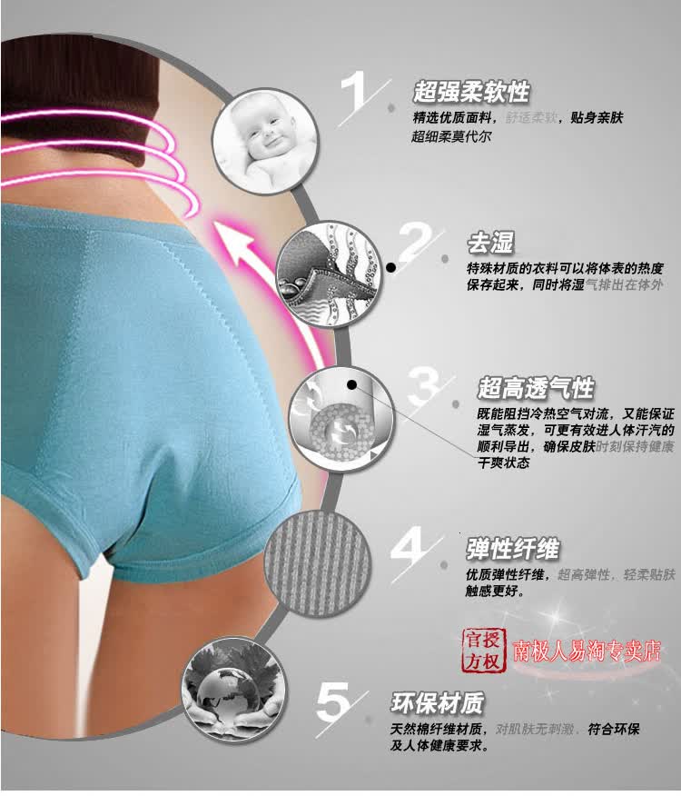 <em>南极人女士高腰</em>三角生理<em>内裤</em>经期防漏安全裤 