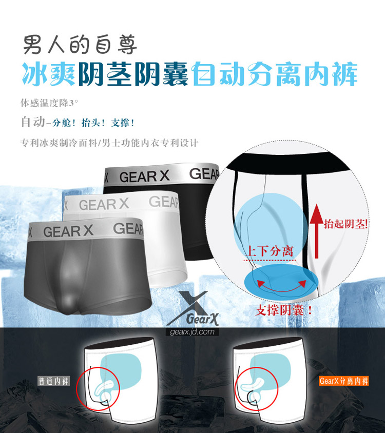GearX韩国进口专利产品 枪弹分离<em>内裤</em> <em>男士</em>3D