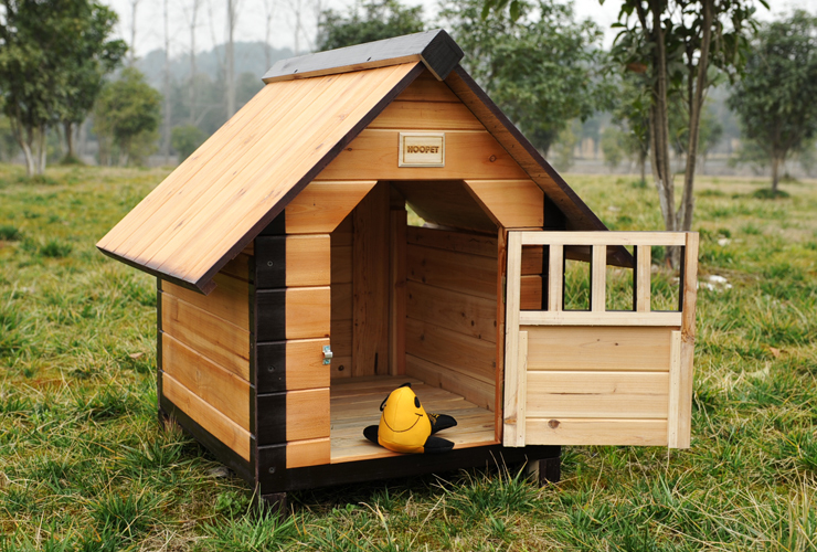 华元hoopet 实木狗窝木质狗房户外狗房子木屋