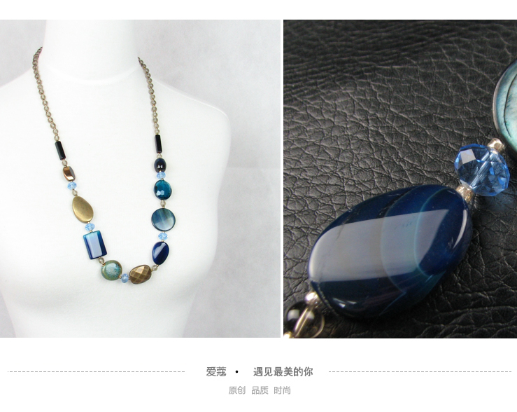 爱蔻彩石精灵玛瑙长款项链<em>毛衣</em>链<em>挂件饰品</em>韩国