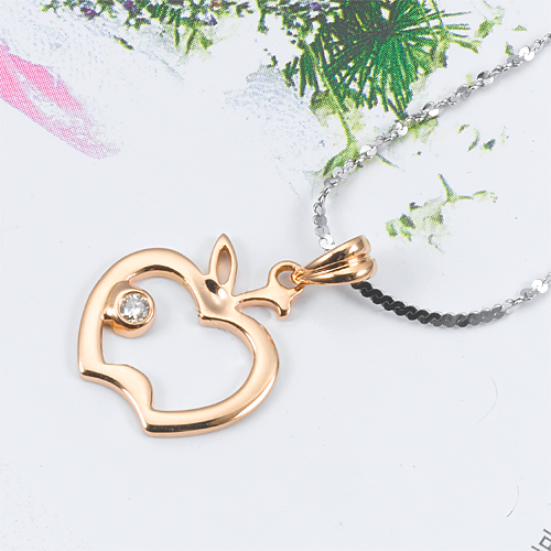 金之钻珠宝 18K白金钻石吊坠项坠 苹果系列 D