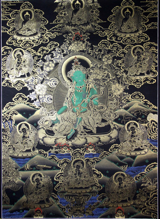 西藏传统手绘唐卡 绿度母 21010 价格\/报价,维