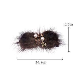 She's茜子饰品 欧美时尚高贵貂毛发夹 shes八字