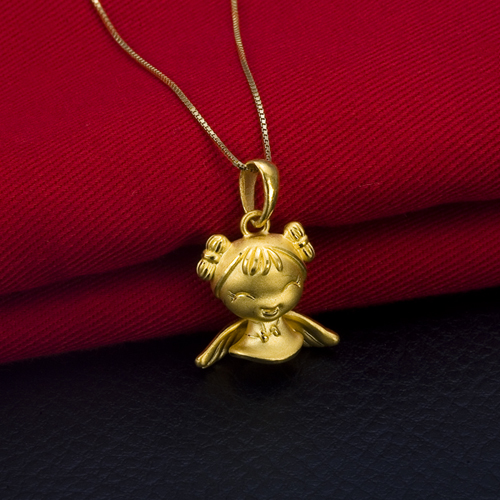 爱朵钻 硬千足金吊坠 3D硬黄金 福气天使 24K