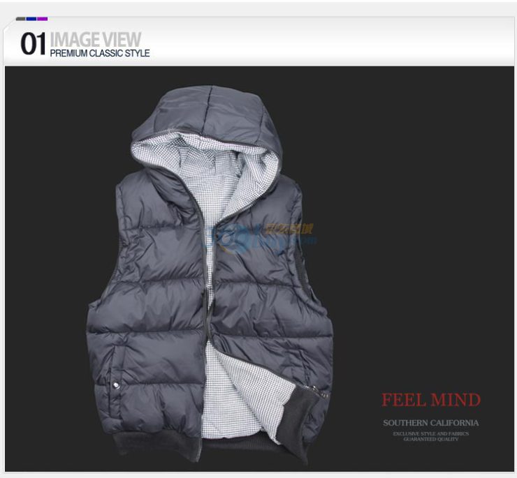 【FEEL MIND】男款连帽双面<em>穿</em>情侣<em>棉马甲</em> 1
