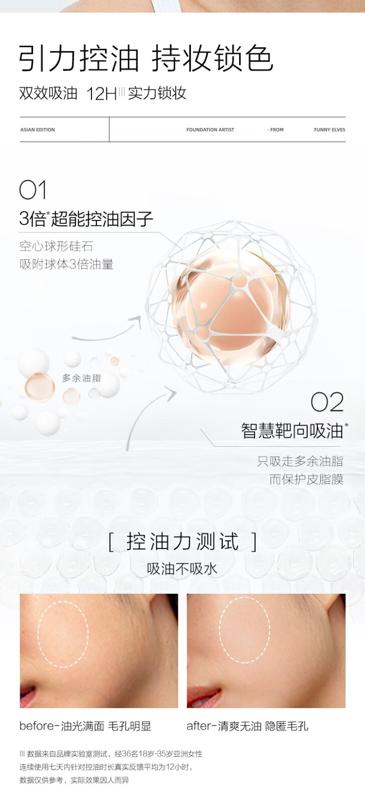 方里（FUNNY ELVES）柔焦蜜粉饼控油定妆感光粉饼持久遮瑕毛孔散粉节日送礼礼物 清透版#nu00 7g自然色