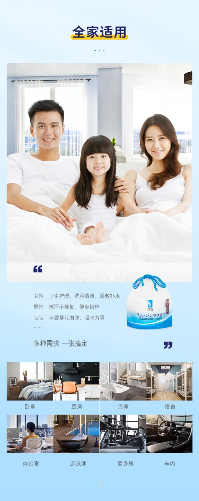 艾特柔（ITO）洗脸巾一次性洁面巾加厚加大干湿两用绵柔巾擦脸巾洗面巾纸可悬挂 卷筒洗脸巾-3卷*250g 亲肤无刺激