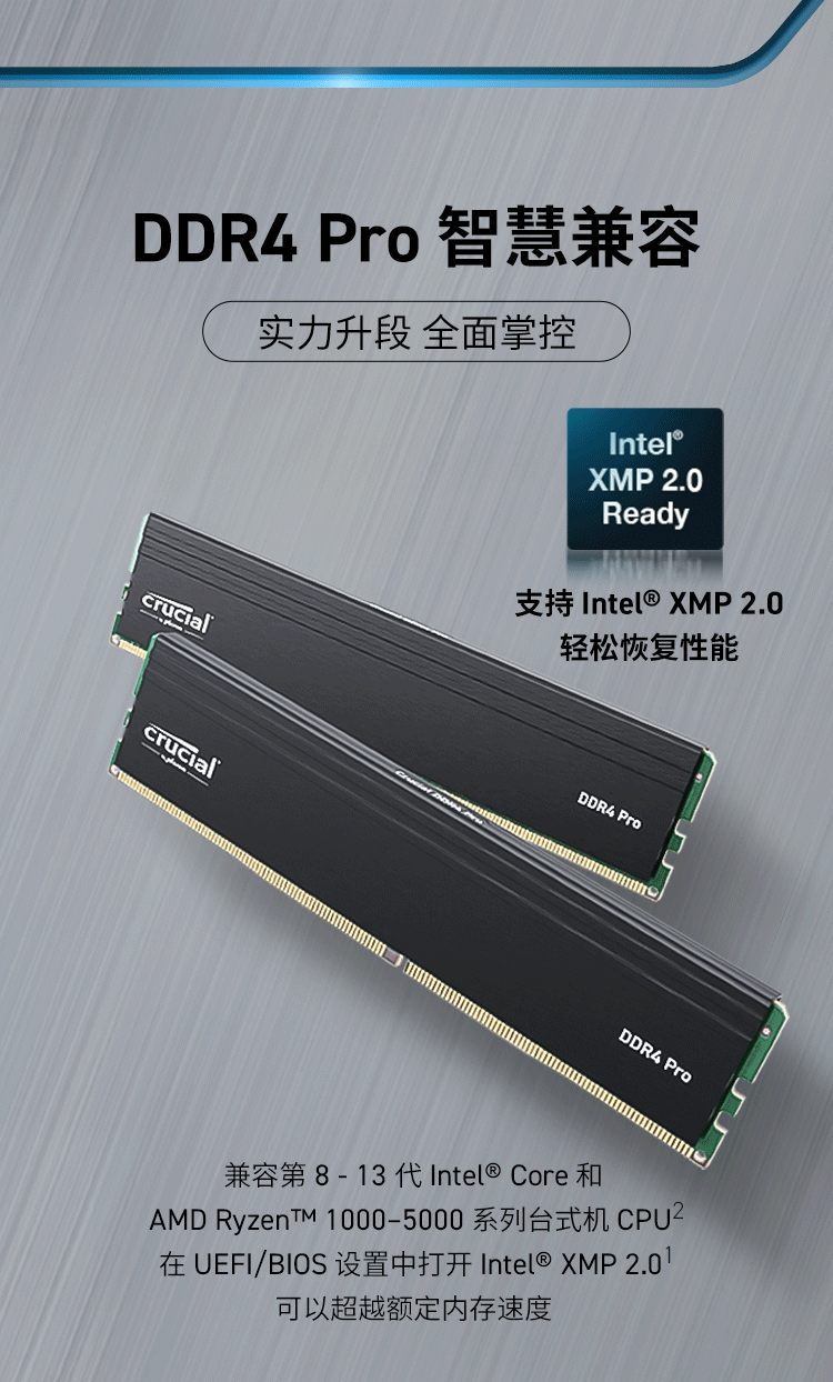 英睿达（crucial） 美光原厂镁光 DDR4内存条 8G/16G/32G 铂胜 台式机电脑内存 普条 16G(8G*2) 3200 DDR4