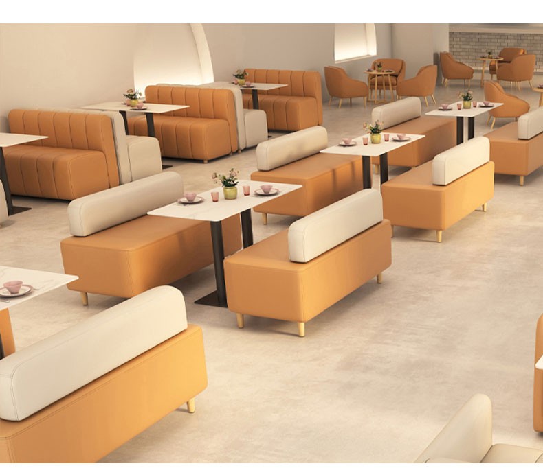 伊三缘酒楼清吧甜品奶茶店咖啡厅休闲区售楼部洽谈会客弧形沙发卡座组合 1.2M褐色卡座 进口皮质