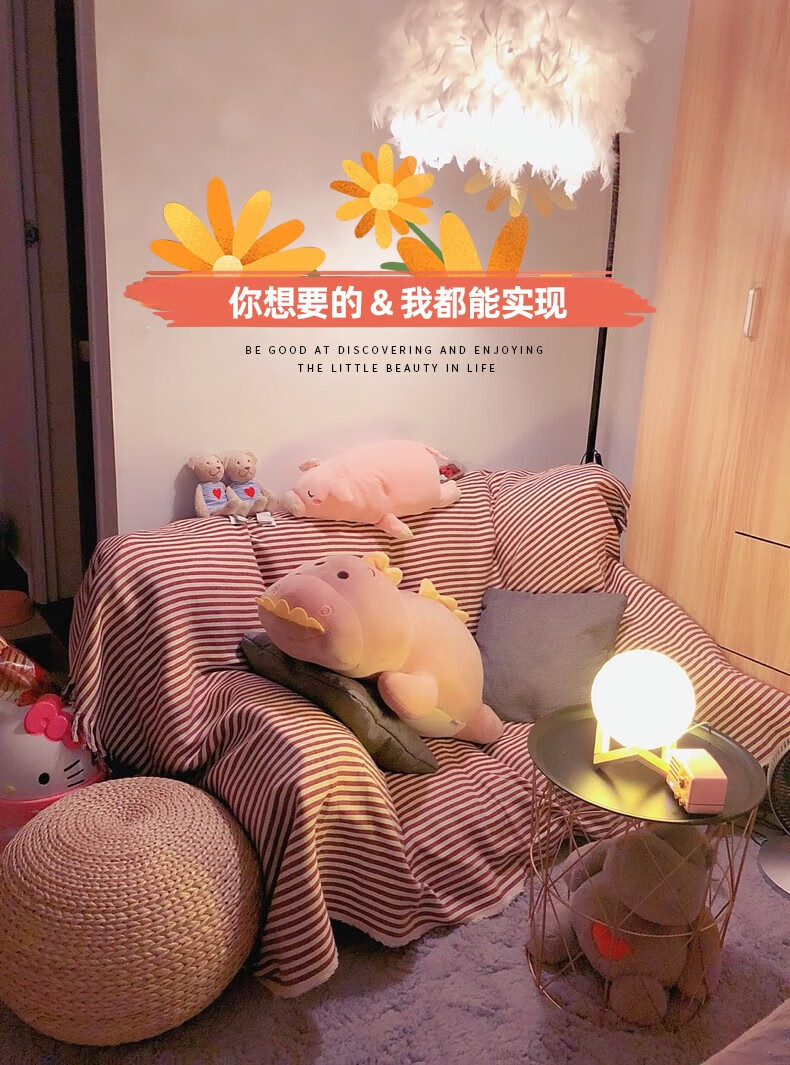 懒悠悠 懒人沙发单三人卧室小户型北欧布艺休闲沙发椅折叠沙发网红款可爱小沙发 深灰色（送配套抱枕两个）