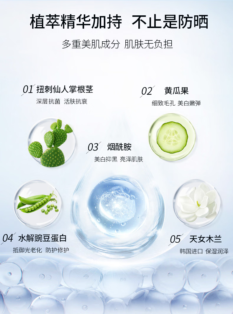 露卡菲娅美白防晒霜女面部保湿遮瑕防光线脸部物理隔离乳全身通用spf50+ 美白防晒霜 50g（1瓶）
