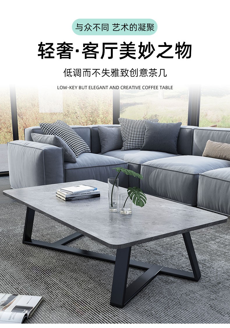 尋巧茶几桌小户型客厅家用边几办公室泡茶桌现代简约茶台桌轻奢边桌加粗桌脚小桌子 白大理石纹色120CM
