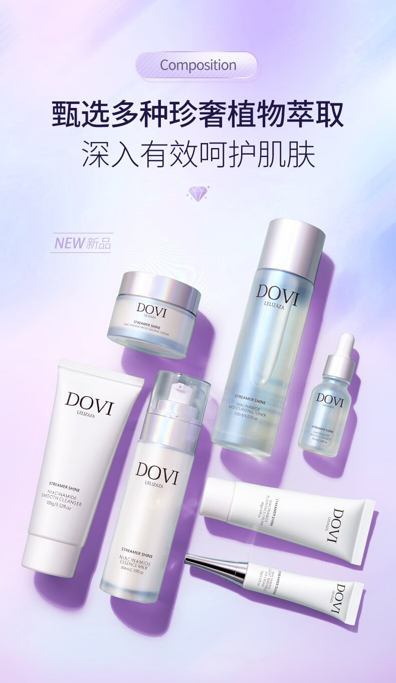 肌琳莎烟酰胺补水套装护肤品流光闪耀烟酰胺润泽保湿七件套男女 七件套