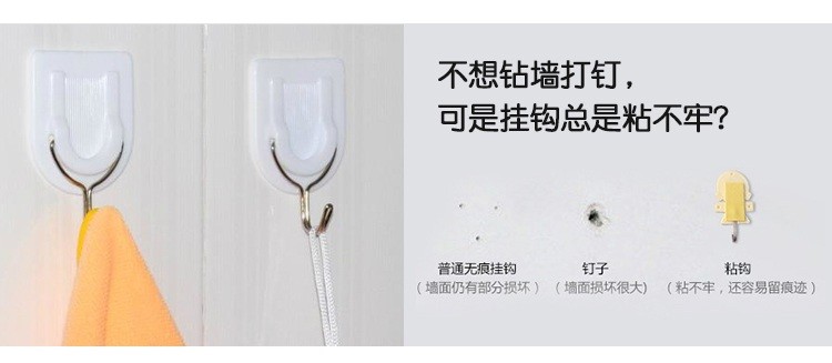全球仓 透明免打孔挂钩强力无痕粘胶挂衣钩门后吸盘粘钩厨房壁挂架 透明款40个装
