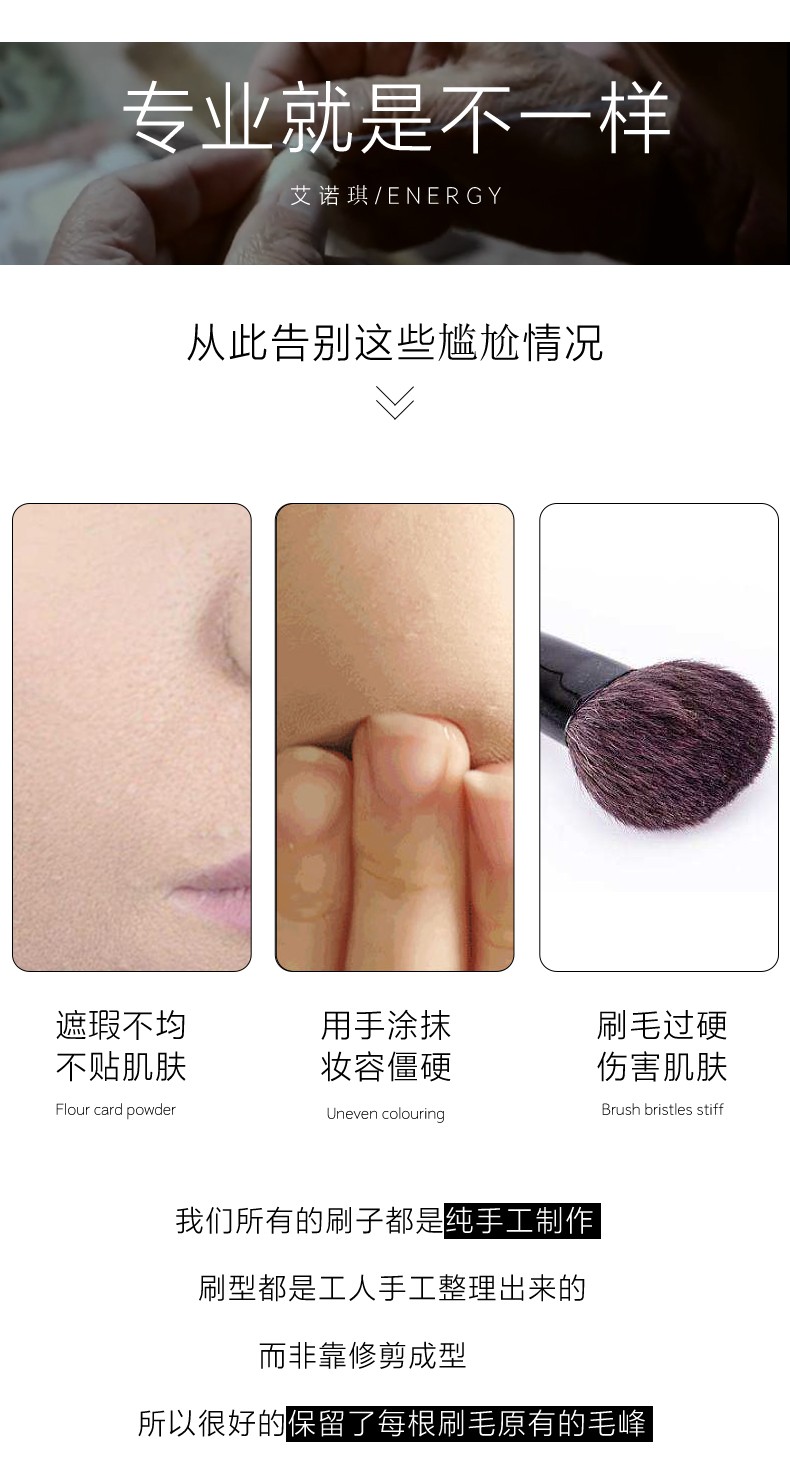 艾诺琪（ENERGY） 大师系列M123化妆刷套装单支刷遮瑕刷眼影膏刷刷子 单只