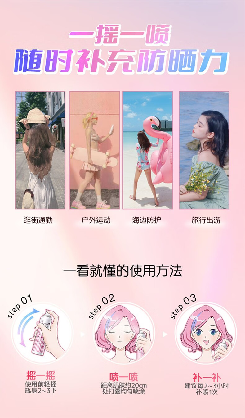 165724-Naris 娜丽丝防晒喷雾女男面部全身补水保湿 防晒隔离耐汗防晒霜喷雾 防晒喷雾90g(140ml)-详情图