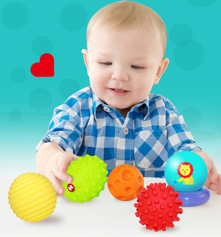 费雪(Fisher-Price)婴儿玩具摇铃球 儿童手抓训练球感知球 新生儿礼盒 训练球六合一套装