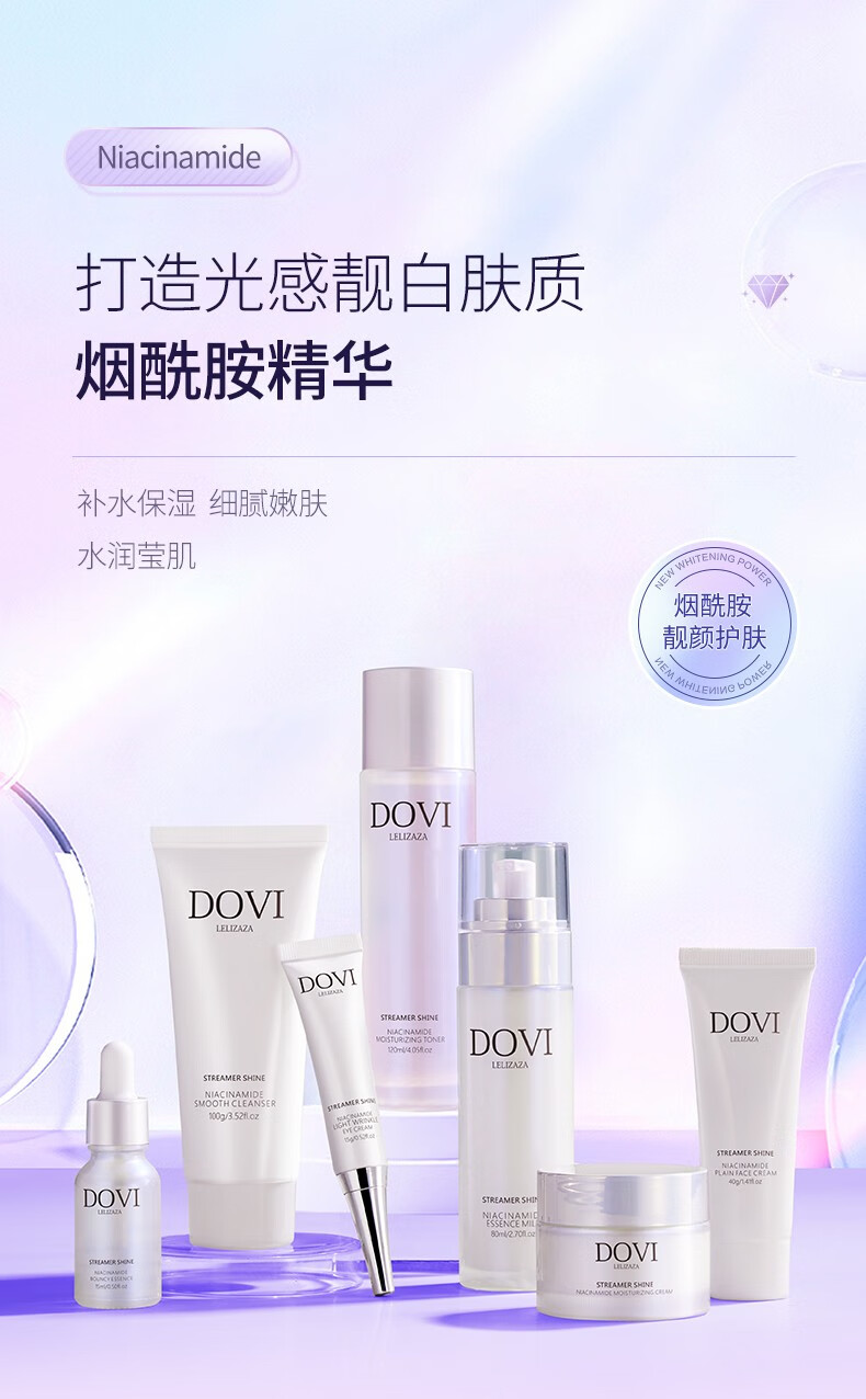 肌琳莎烟酰胺补水套装护肤品流光闪耀烟酰胺润泽保湿七件套男女 七件套