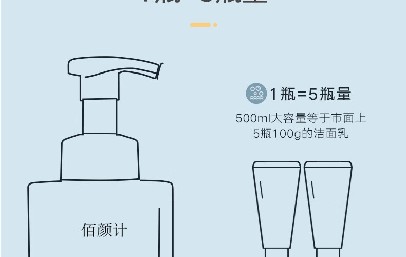 佰颜计氨基酸洗面奶泡沫洁面慕斯男女控油深层清洁毛孔易冲洗保湿不紧绷 500g