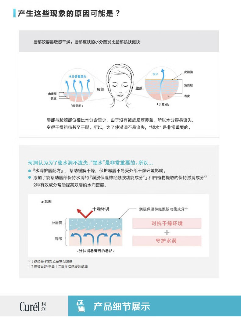 珂润（Curel） 【屈臣氏】珂润润浸保湿护唇膏 补水滋润细腻光泽 4.2g