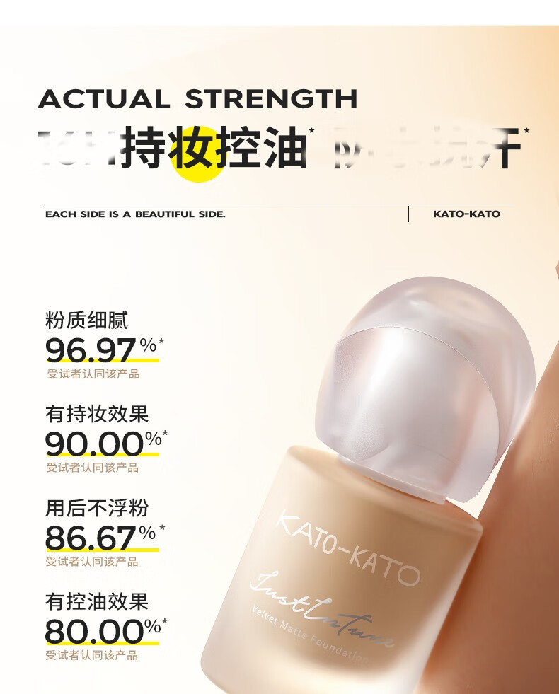 KATO-KATO粉底液隐形遮痘印修饰肤色控油不易脱妆恰好合拍柔焦自然平价女 柔雾P02茸茸浅米