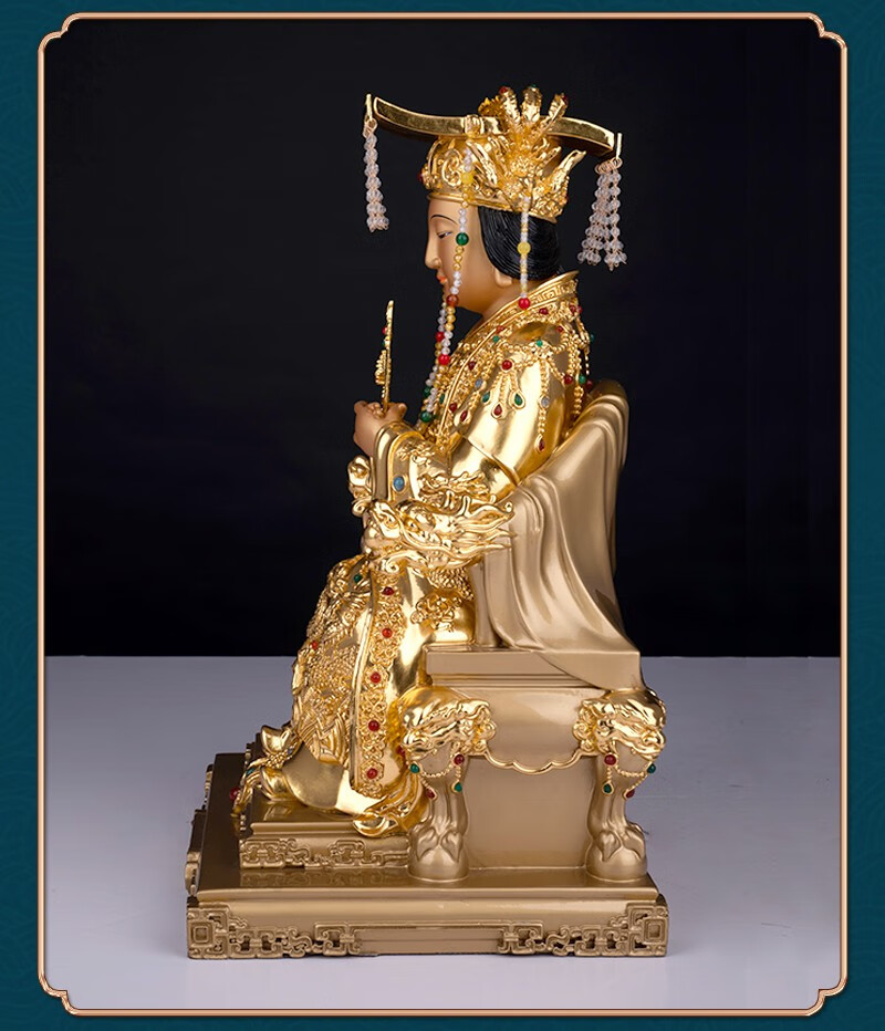 妈祖娘娘台湾全铜彩绘贴金妈祖神像天上圣母航海女神天后娘娘道教神像