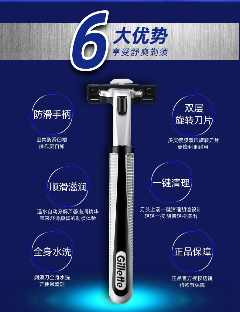 吉列威锋手动剃须刀男士刮胡刀刀头锋速刮胡子替换双层刀片 吉列威锋9刀头1刀架（店长推荐）