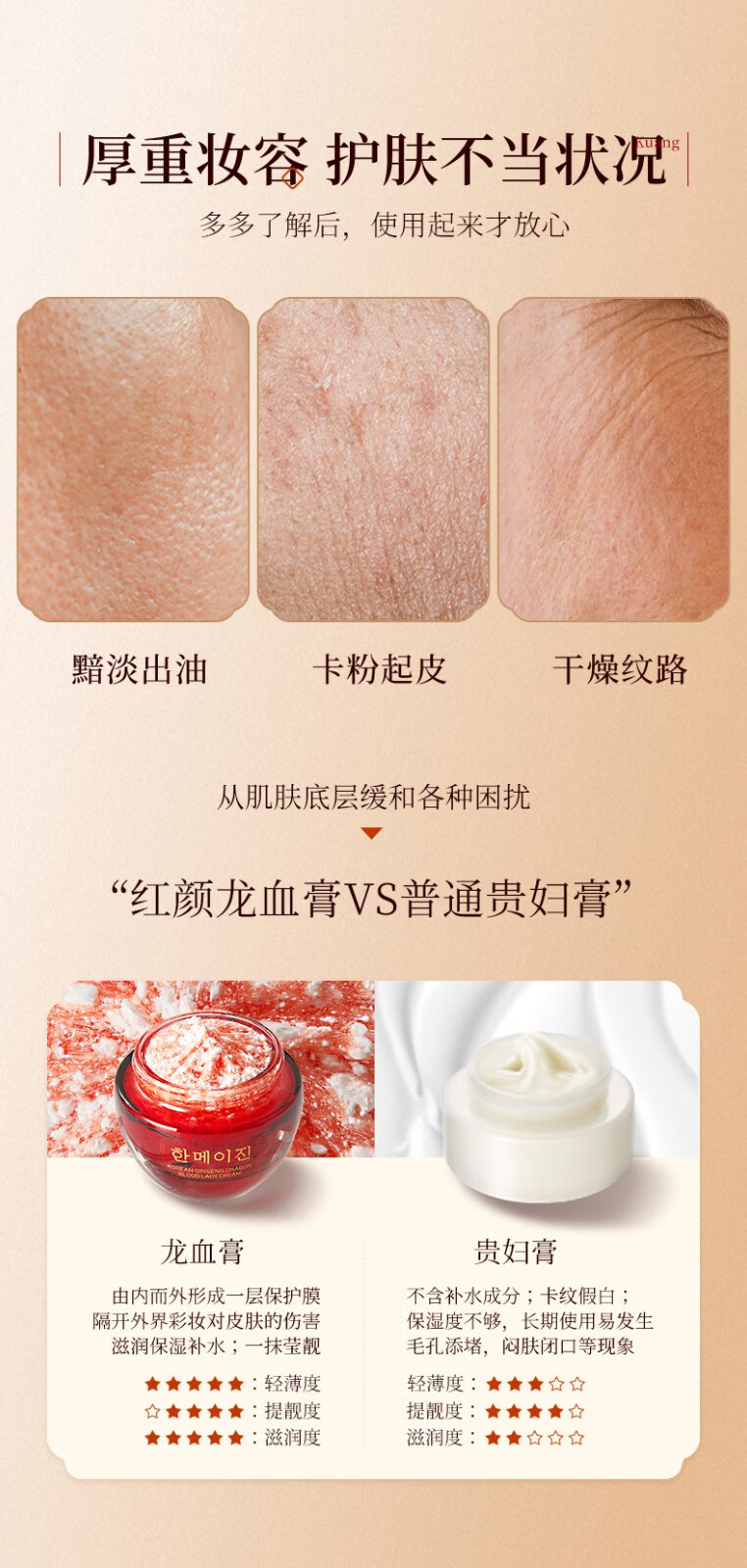 韩美肌（Hanmeiji） 高丽参龙血贵妇膏50g素颜霜女遮瑕提亮肤色 淡化细纹 1瓶
