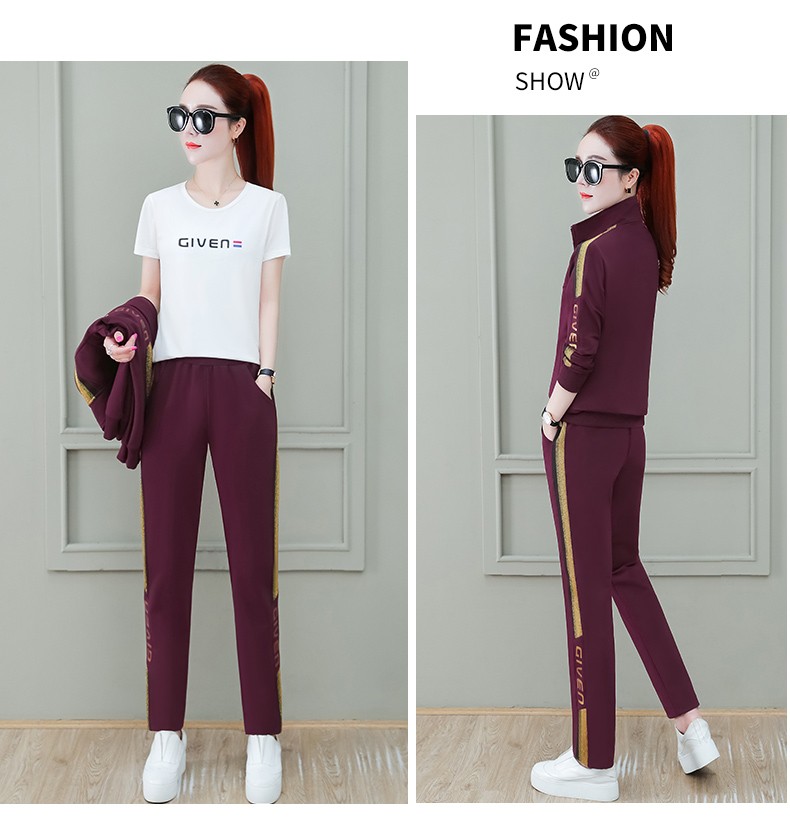 衣女装韩版修身三件套时尚休闲运动套装卫衣女装运动装运动服跑步潮