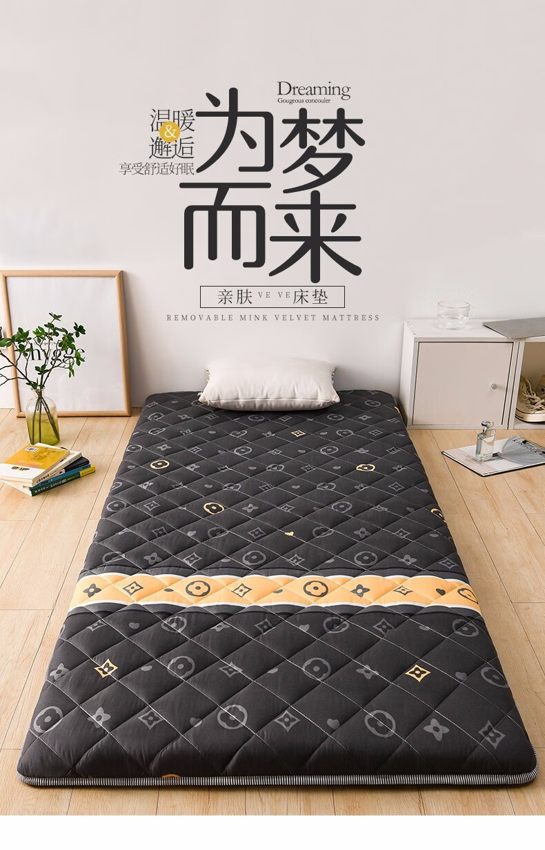 哈骆顿（HALODN）床垫薄款床褥简易宿舍床垫子出租房床褥子 深色【厚5CM】150*190CM